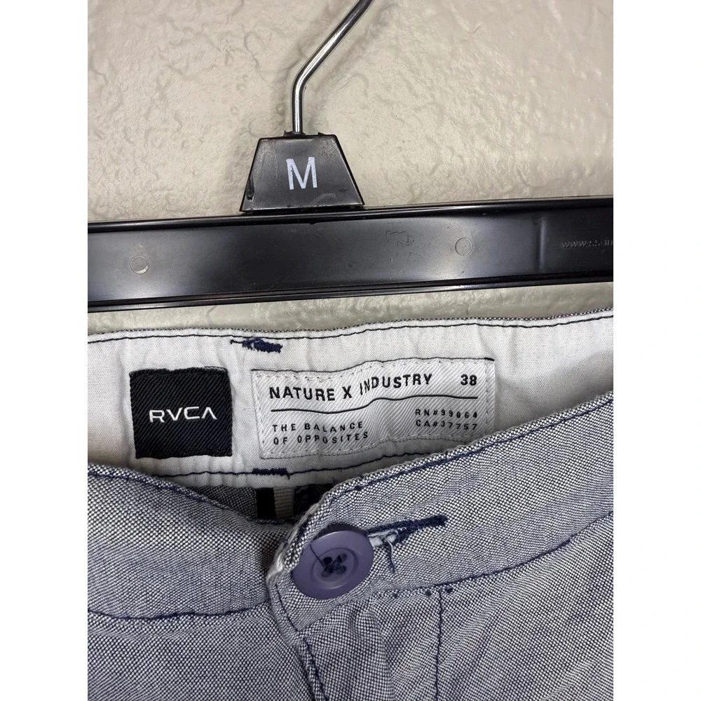 RVCA Mens Shorts Nature Industry Blue Flat Front Casual 38 - Picture 3 of 3